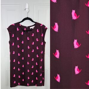 ANN TAYLOR LOFT Size XS Burgundy PINK Cat Shift Sleeveless Mini Dress Pockets